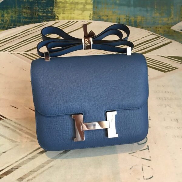 1:1 Replica Hermes Constance 18 Epsom Navy Blue For Women Silver Toned Hardware, Women’s Handbags, Shoulder Bags 7.1in/18cm