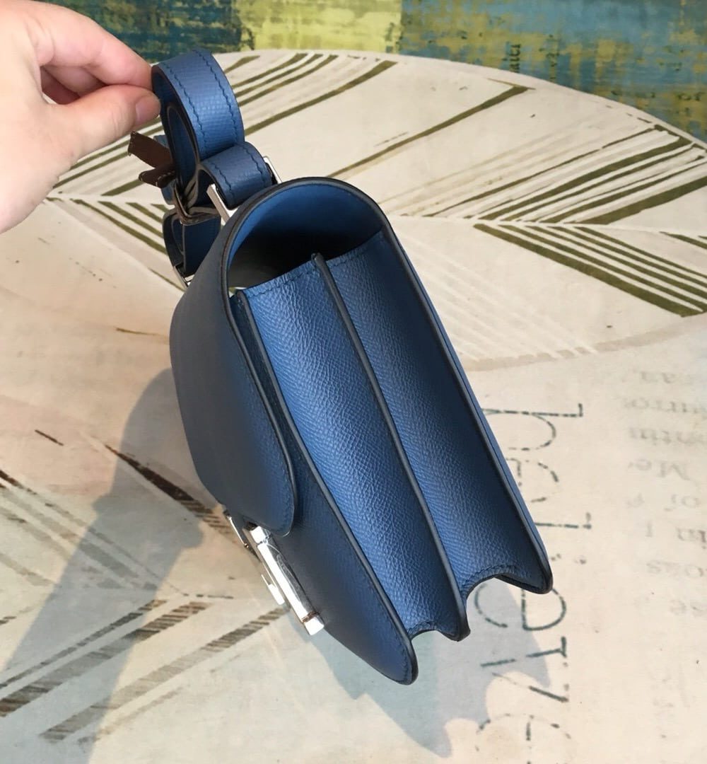 1:1 Replica Hermes Constance 18 Epsom Navy Blue For Women Silver Toned Hardware, Women’s Handbags, Shoulder Bags 7.1in/18cm