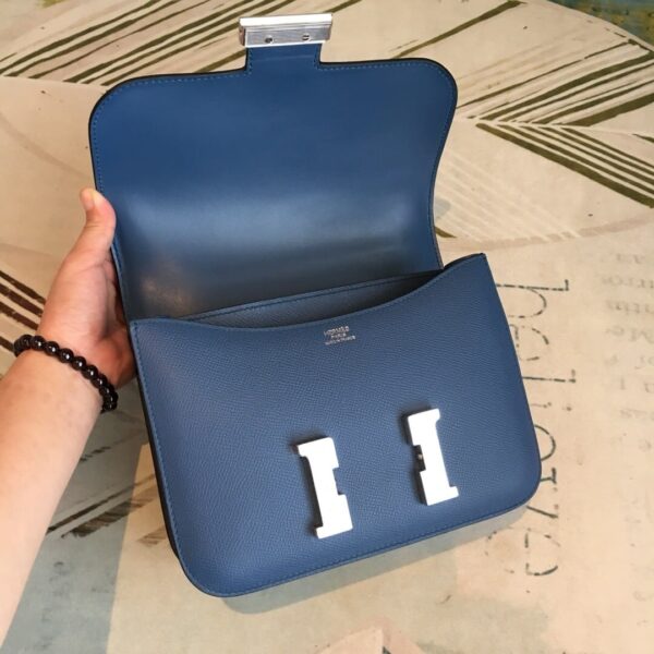 1:1 Replica Hermes Constance 18 Epsom Navy Blue For Women Silver Toned Hardware, Women’s Handbags, Shoulder Bags 7.1in/18cm