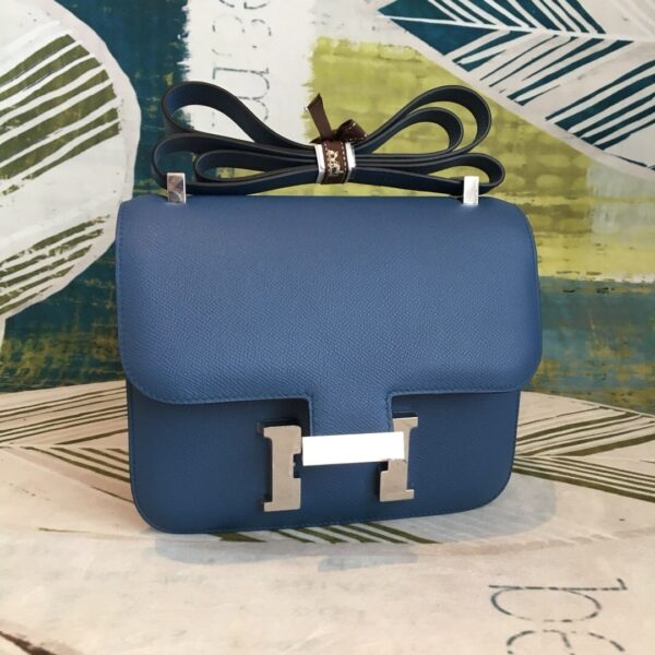 1:1 Replica Hermes Constance 18 Epsom Navy Blue For Women Silver Toned Hardware, Women’s Handbags, Shoulder Bags 7.1in/18cm