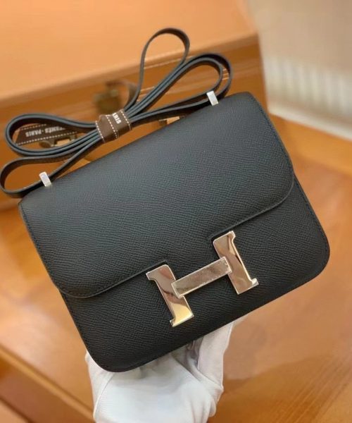 1:1 Replica Hermes Constance 23 Epsom Black For Women, Women's Handbags, Shoulder Bag 9in/23cm