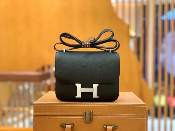 1:1 Replica Hermes Constance 23 Epsom Black For Women, Women's Handbags, Shoulder Bag 9in/23cm