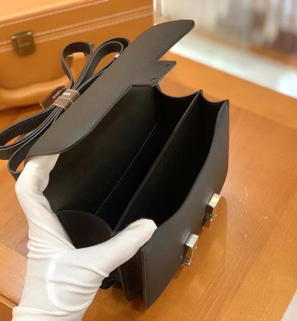 1:1 Replica Hermes Constance 23 Epsom Black For Women, Women's Handbags, Shoulder Bag 9in/23cm