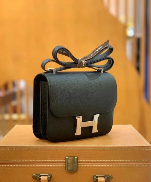 1:1 Replica Hermes Constance 23 Epsom Black For Women, Women's Handbags, Shoulder Bag 9in/23cm