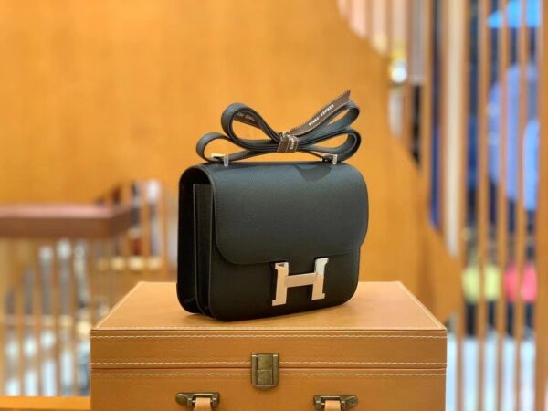 1:1 Replica Hermes Constance 23 Epsom Black For Women, Women's Handbags, Shoulder Bag 9in/23cm