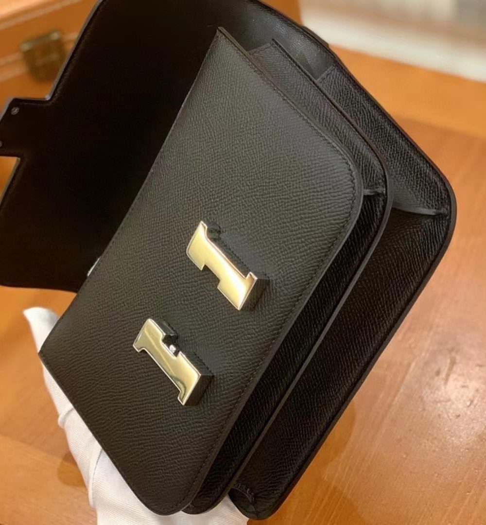 1:1 Replica Hermes Constance 23 Epsom Black For Women, Women's Handbags, Shoulder Bag 9in/23cm