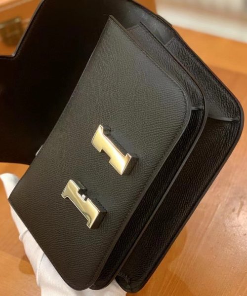 1:1 Replica Hermes Constance 23 Epsom Black For Women, Women's Handbags, Shoulder Bag 9in/23cm