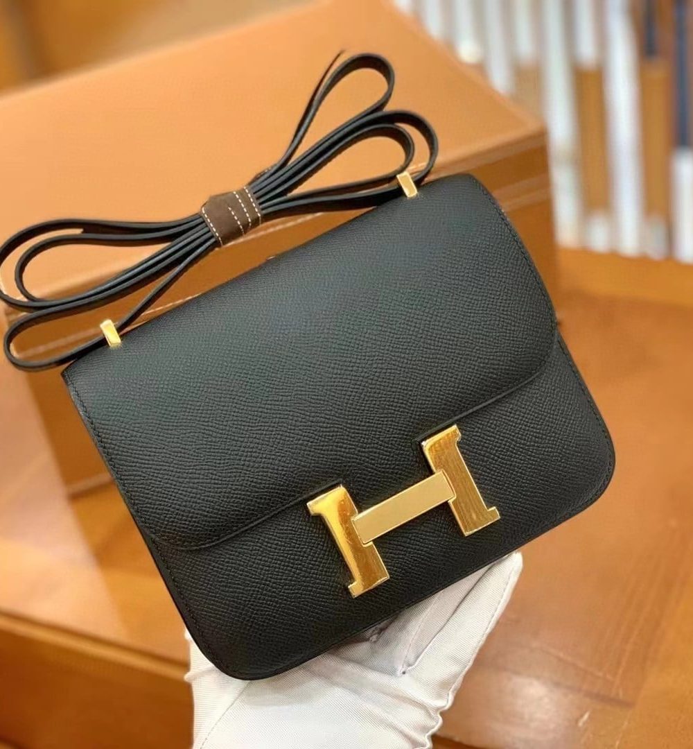 1:1 Replica Hermes Constance 23 Epsom Black For Women, Women's Handbags, Shoulder Bags 9in/23cm