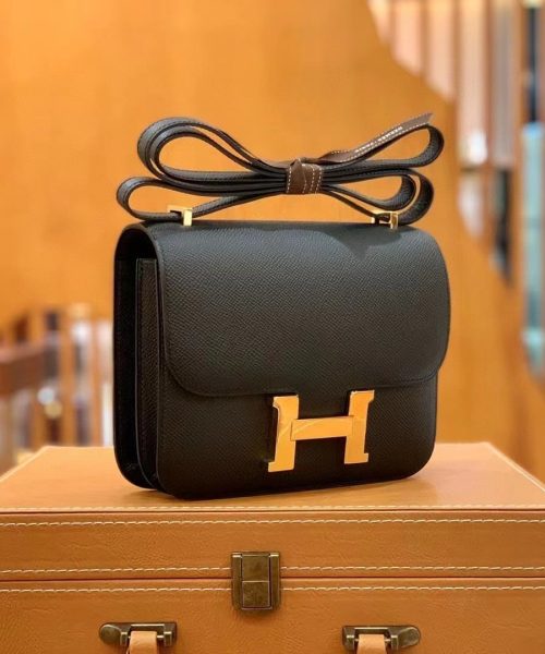 1:1 Replica Hermes Constance 23 Epsom Black For Women, Women's Handbags, Shoulder Bags 9in/23cm