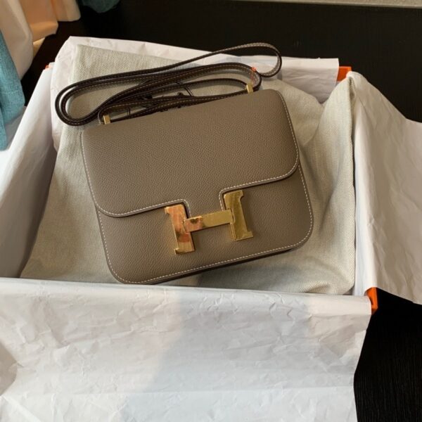 1:1 Replica Hermes Constance 23 Epsom Grey Galet For Women, Women’s Handbags, Shoulder Bags 9in/23cm