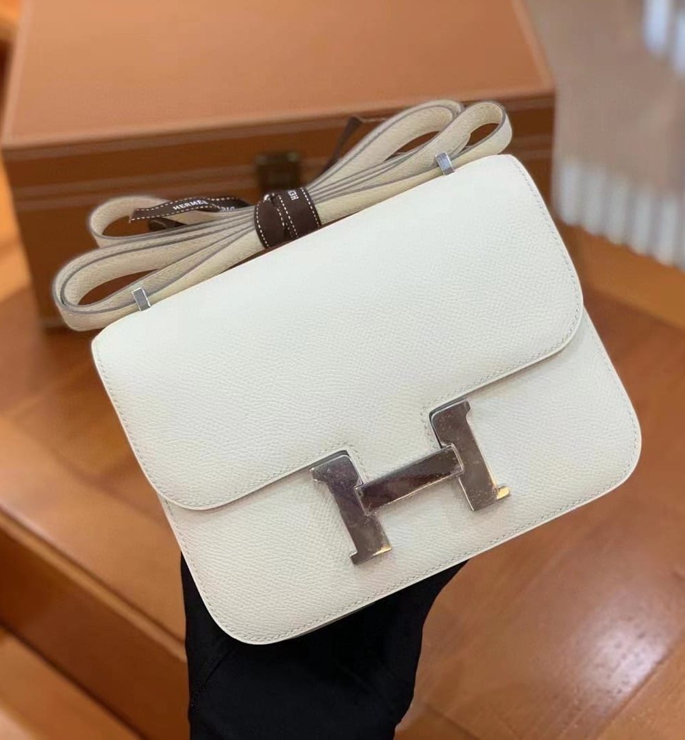 1:1 Replica Hermes Constance 23 Epsom White For Women, Women's Handbags, Shoulder Bag 9in/23cm