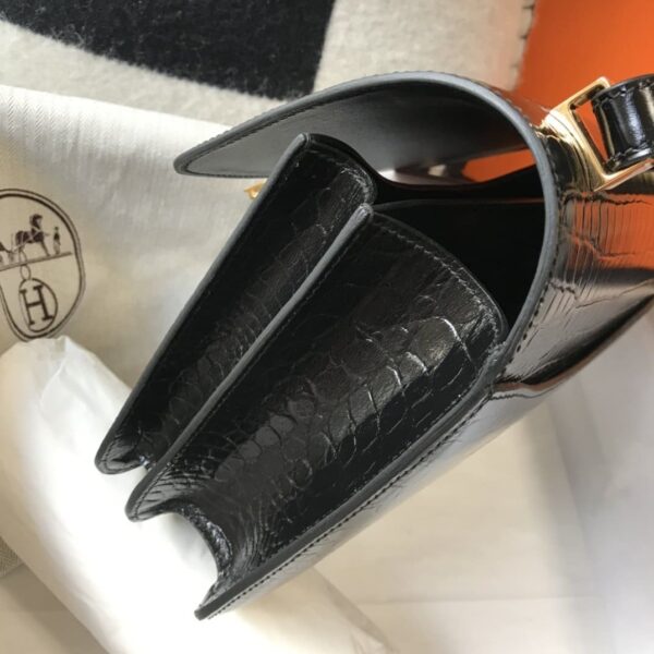 1:1 Replica Hermes Constance 23 Pattern Crocodile Black For Women, Women's Handbags, Shoulder Bag 9in/23cm