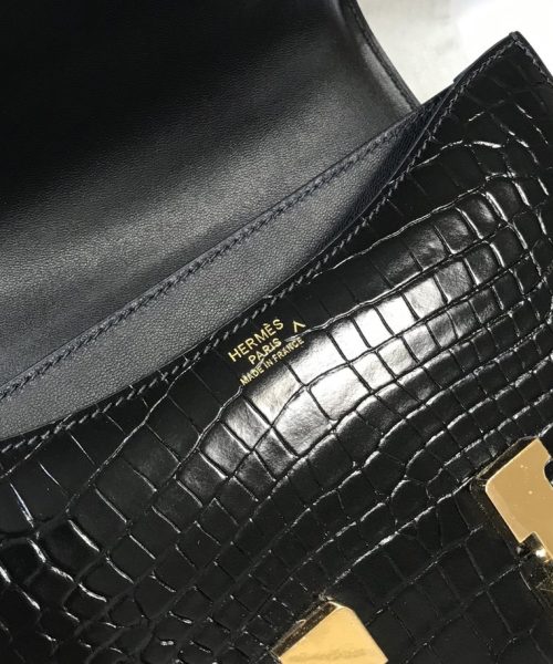 1:1 Replica Hermes Constance 23 Pattern Crocodile Black For Women, Women's Handbags, Shoulder Bag 9in/23cm