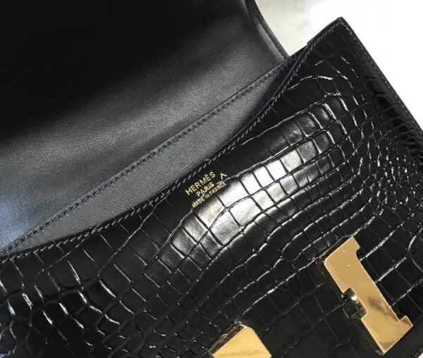 1:1 Replica Hermes Constance 23 Pattern Crocodile Black For Women, Women's Handbags, Shoulder Bag 9in/23cm