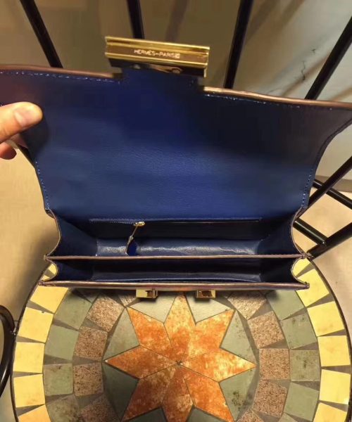 1:1 Replica Hermes Constance 24 Pattern Crocodile Blue For Women, Women's Handbags, Shoulder Bag 9.4in/24cm