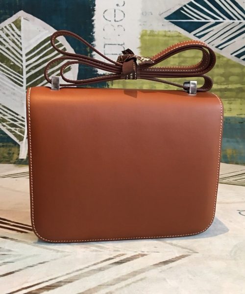 1:1 Replica Hermes Constance 24 Swift Brown For Women Silver Toned Hardware, Women's Handbags, Shoulder Bags 9.5in/24cm