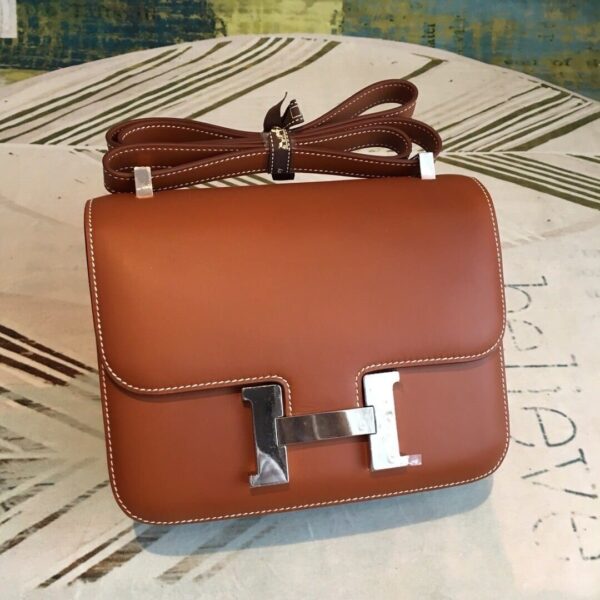 1:1 Replica Hermes Constance 24 Swift Brown For Women Silver Toned Hardware, Women's Handbags, Shoulder Bags 9.5in/24cm
