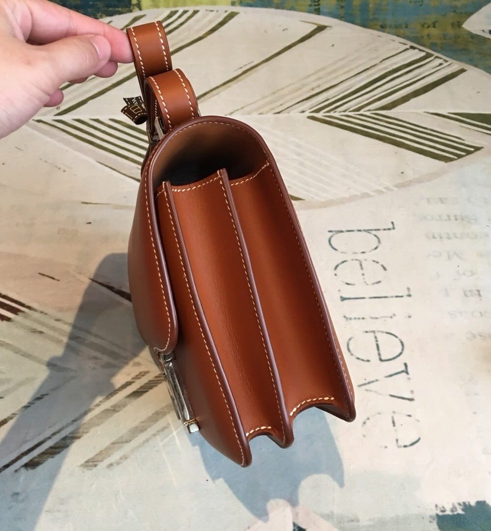 1:1 Replica Hermes Constance 24 Swift Brown For Women Silver Toned Hardware, Women's Handbags, Shoulder Bags 9.5in/24cm