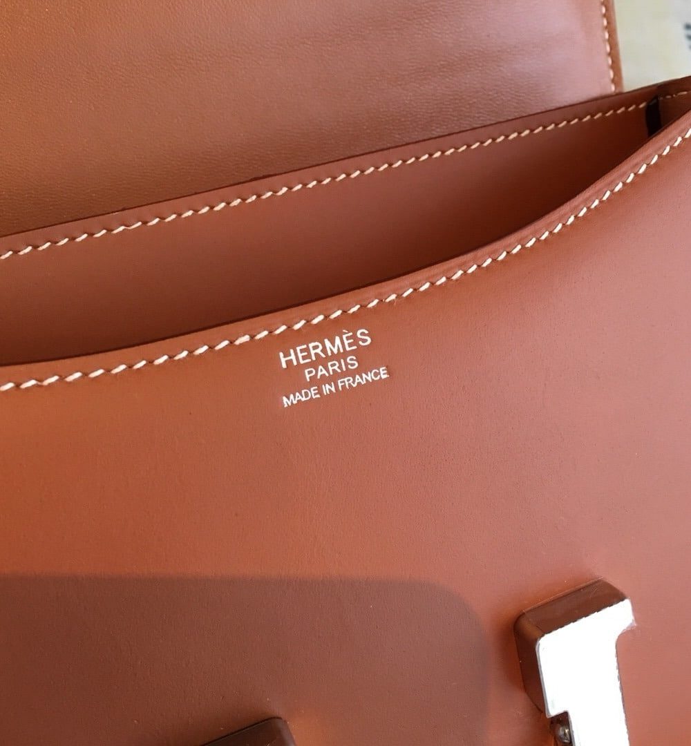 1:1 Replica Hermes Constance 24 Swift Brown For Women Silver Toned Hardware, Women's Handbags, Shoulder Bags 9.5in/24cm