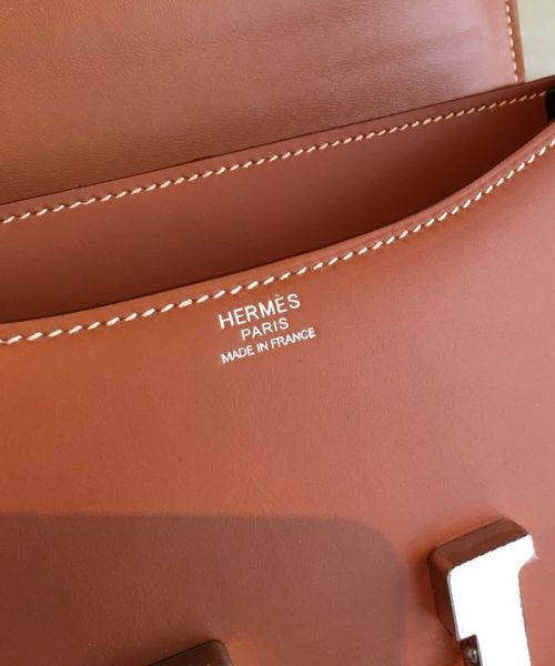 1:1 Replica Hermes Constance 24 Swift Brown For Women Silver Toned Hardware, Women's Handbags, Shoulder Bags 9.5in/24cm