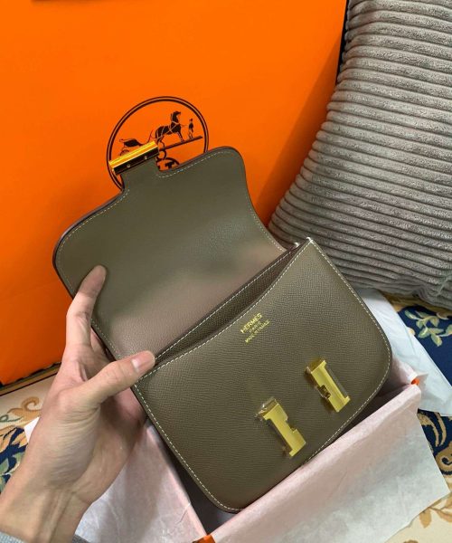 1:1 Replica Hermes Constance Black/Brown/Khaki Green/White For Women 19cm / 7.4in