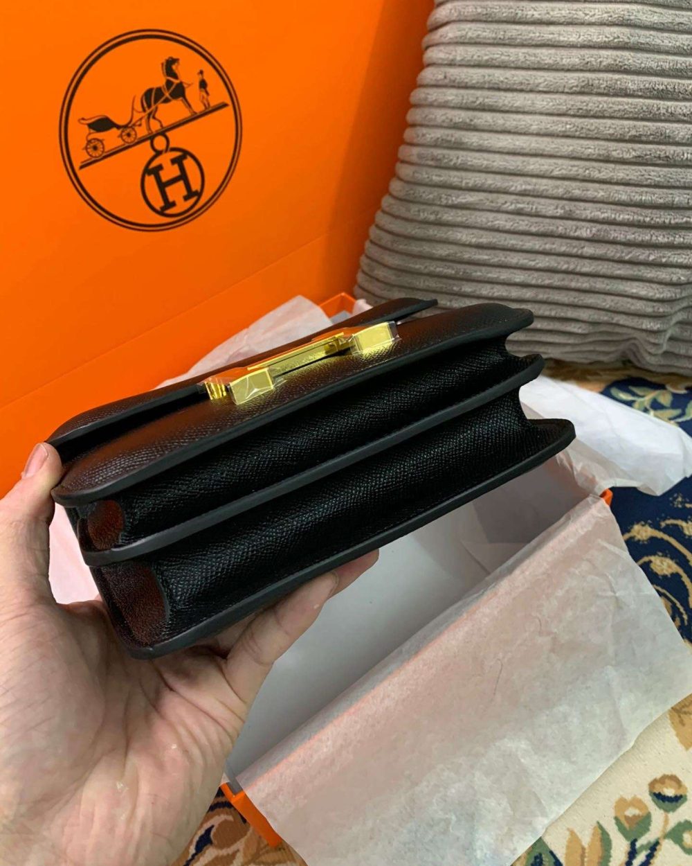 1:1 Replica Hermes Constance Black/Brown/Khaki Green/White For Women 19cm / 7.4in