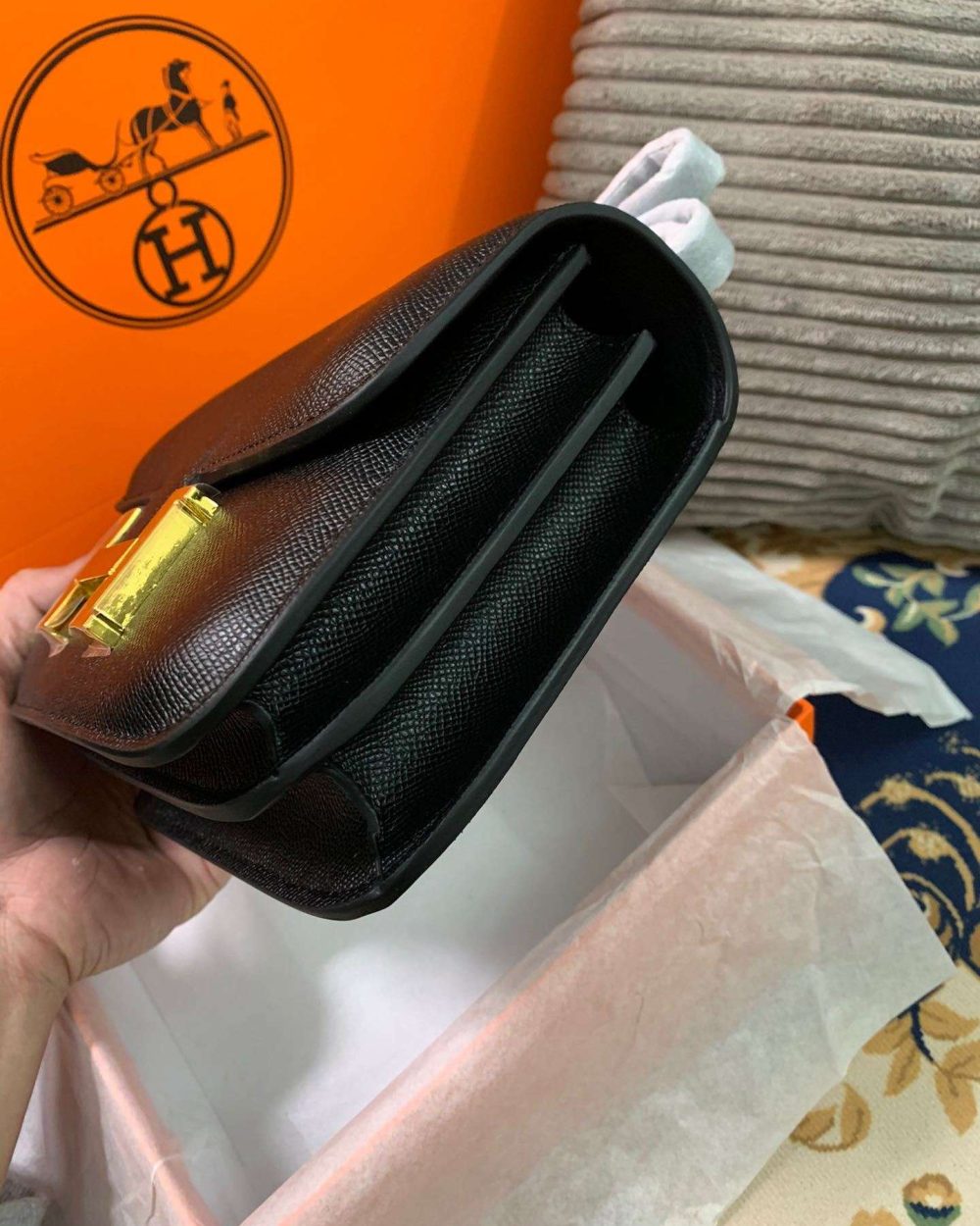 1:1 Replica Hermes Constance Black/Brown/Khaki Green/White For Women 19cm / 7.4in