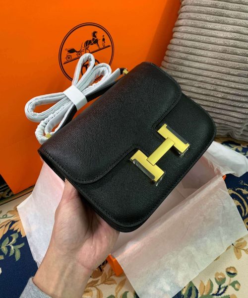 1:1 Replica Hermes Constance Black/Brown/Khaki Green/White For Women 19cm / 7.4in