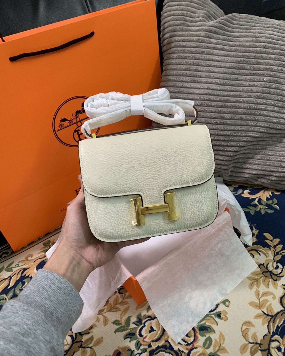 1:1 Replica Hermes Constance Black/Brown/Khaki Green/White For Women 19cm / 7.4in