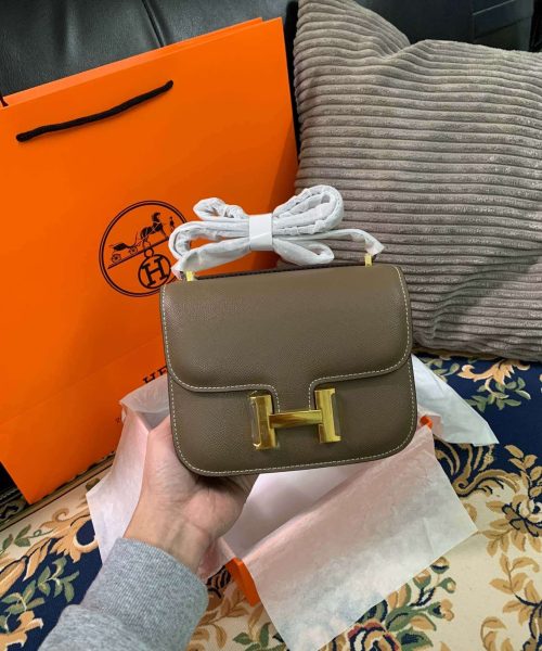 1:1 Replica Hermes Constance Black/Brown/Khaki Green/White For Women 19cm / 7.4in