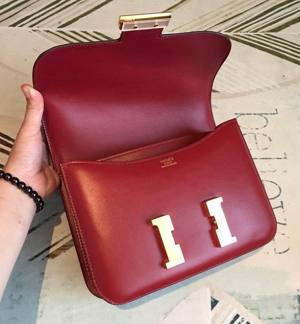 1:1 Replica Hermes Constance Burgundy For Women Gold Toned Hardware 9.5in/24cm