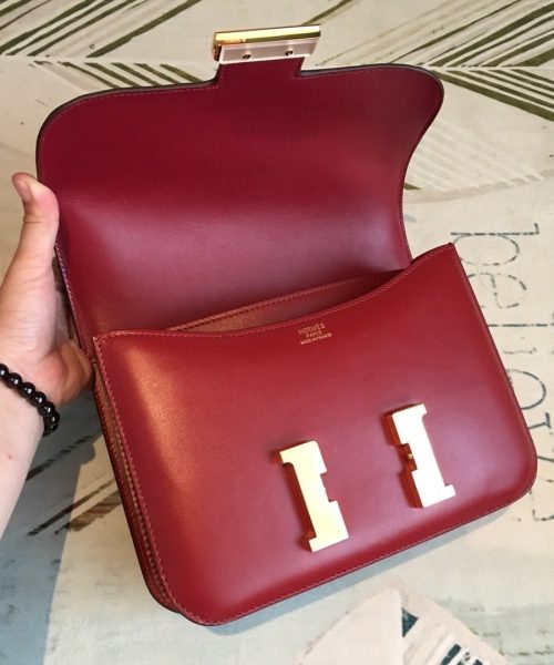 1:1 Replica Hermes Constance Burgundy For Women Gold Toned Hardware 9.5in/24cm