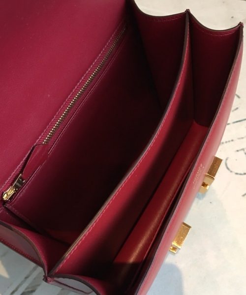 1:1 Replica Hermes Constance Burgundy For Women Gold Toned Hardware 9.5in/24cm