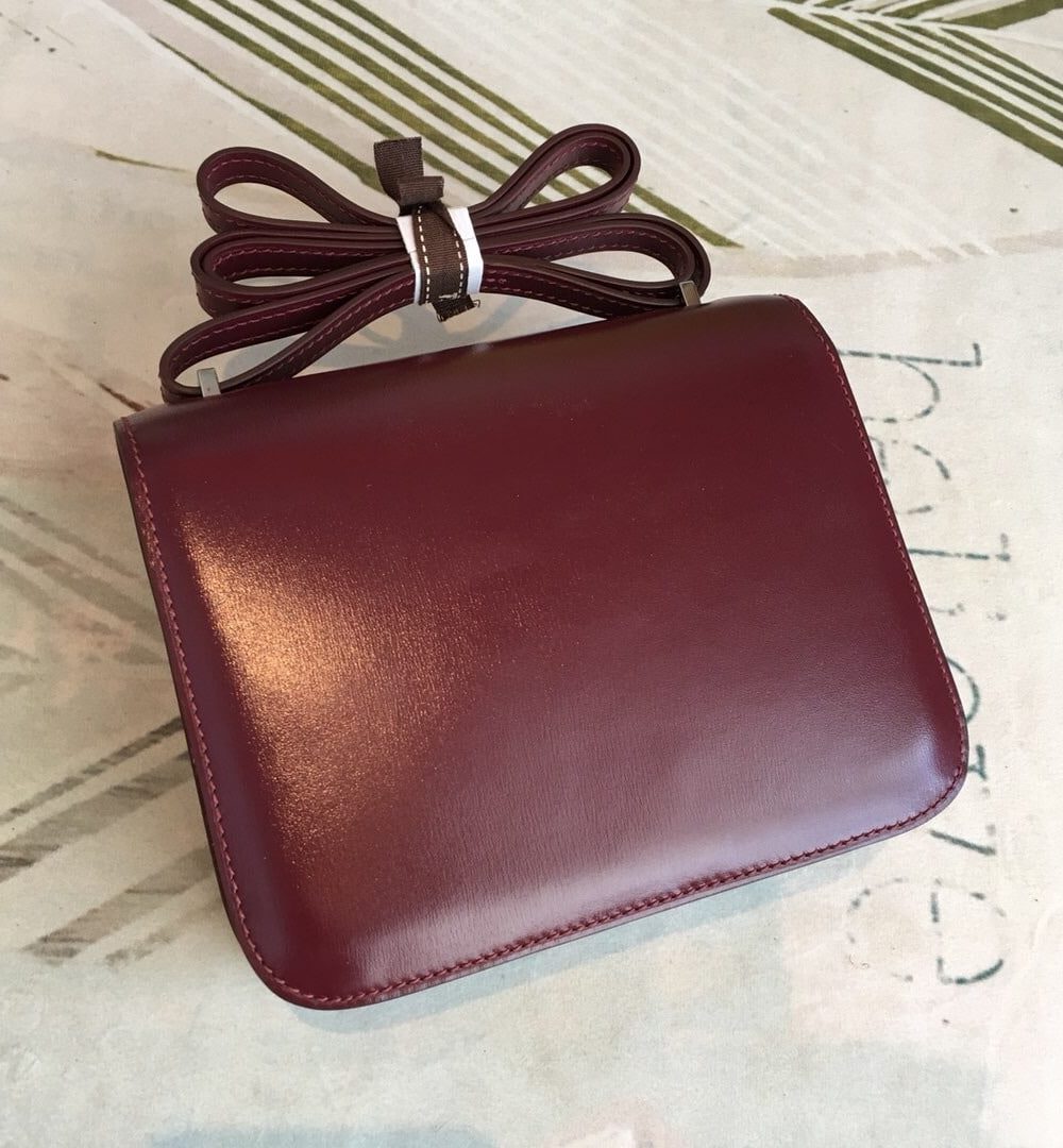 1:1 Replica Hermes Constance Burgundy For Women Silver Toned Hardware 7.4in/19cm