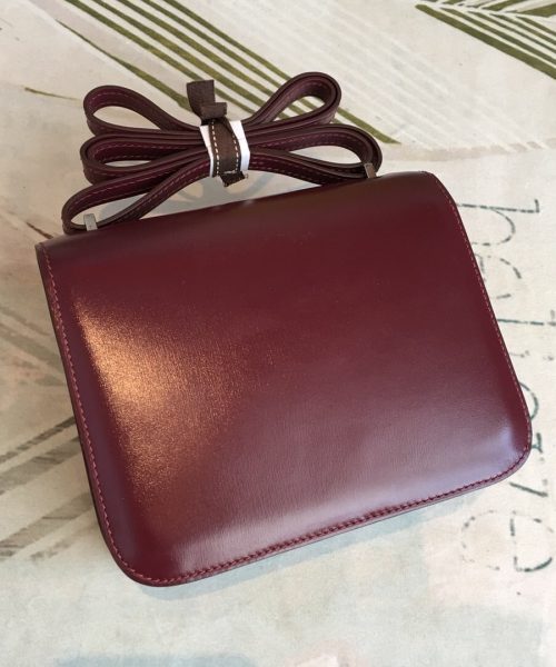 1:1 Replica Hermes Constance Burgundy For Women Silver Toned Hardware 7.4in/19cm