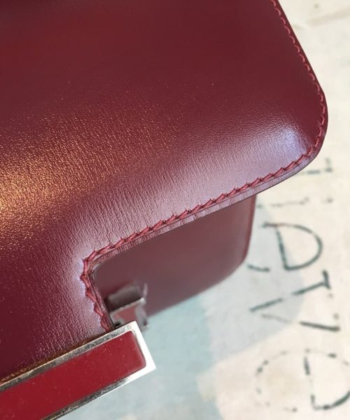 1:1 Replica Hermes Constance Burgundy For Women Silver Toned Hardware 7.4in/19cm