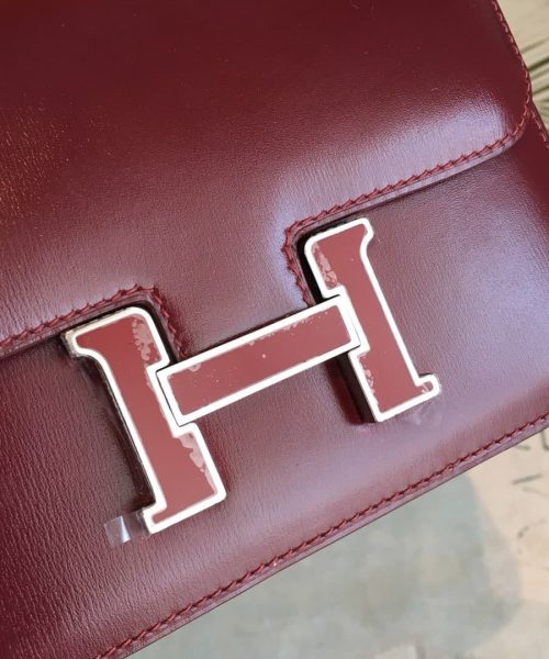 1:1 Replica Hermes Constance Burgundy For Women Silver Toned Hardware 7.4in/19cm
