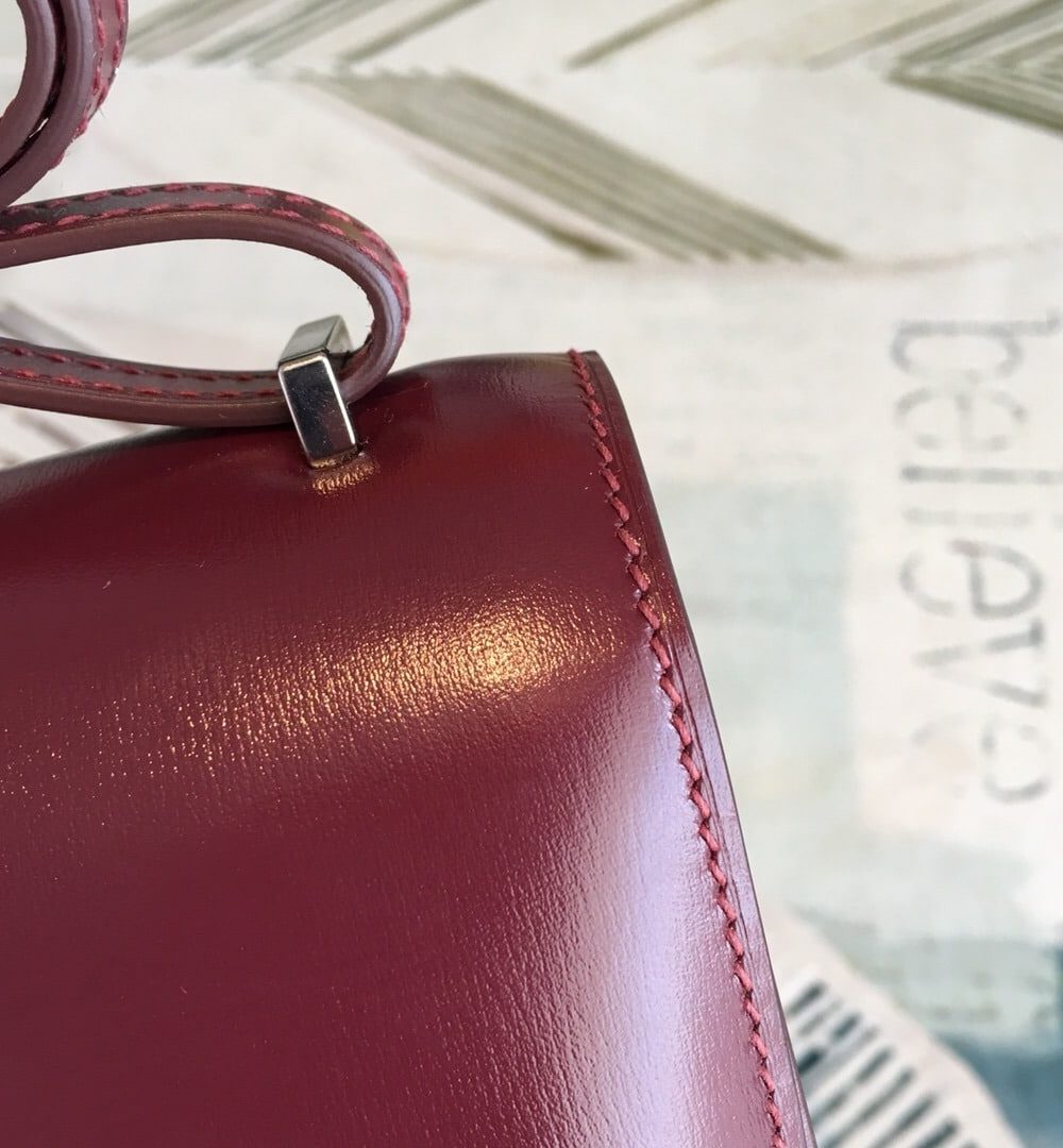 1:1 Replica Hermes Constance Burgundy For Women Silver Toned Hardware 7.4in/19cm