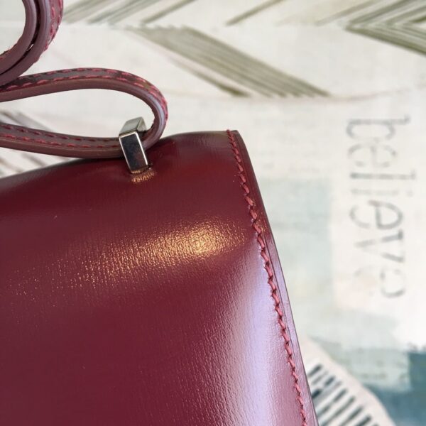 1:1 Replica Hermes Constance Burgundy For Women Silver Toned Hardware 7.4in/19cm