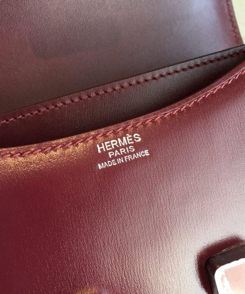 1:1 Replica Hermes Constance Burgundy For Women Silver Toned Hardware 7.4in/19cm