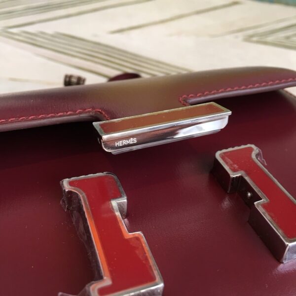 1:1 Replica Hermes Constance Burgundy For Women Silver Toned Hardware 7.4in/19cm
