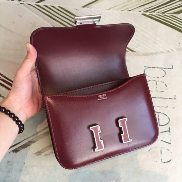 1:1 Replica Hermes Constance Burgundy For Women Silver Toned Hardware 7.4in/19cm