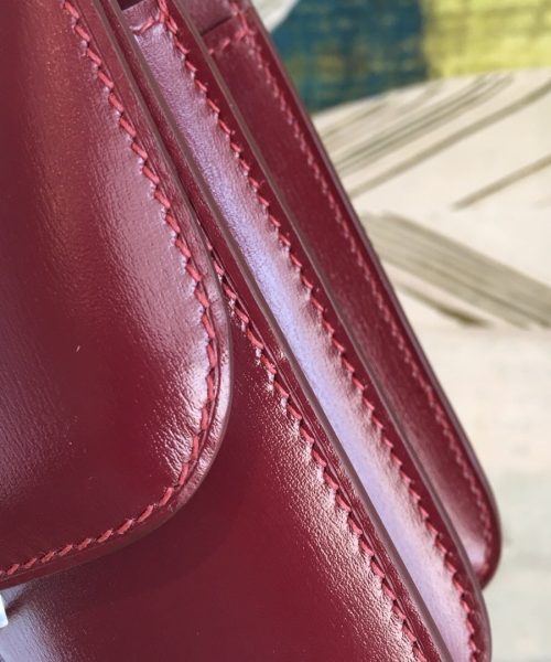 1:1 Replica Hermes Constance Burgundy For Women Silver Toned Hardware 7.4in/19cm