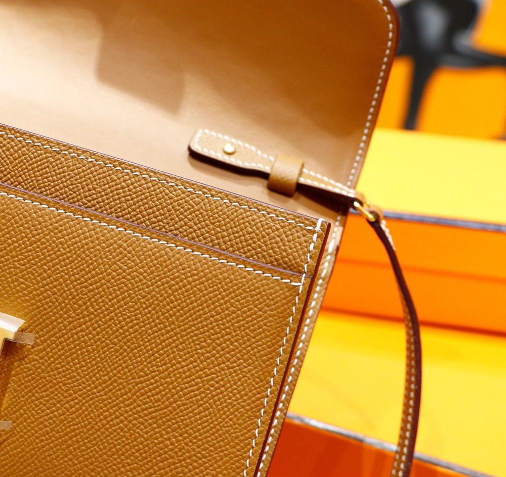 1:1 Replica Hermes Constance Epsom Long To Go Wallet Brown For Women, Women's Wallet 8.1in/21cm