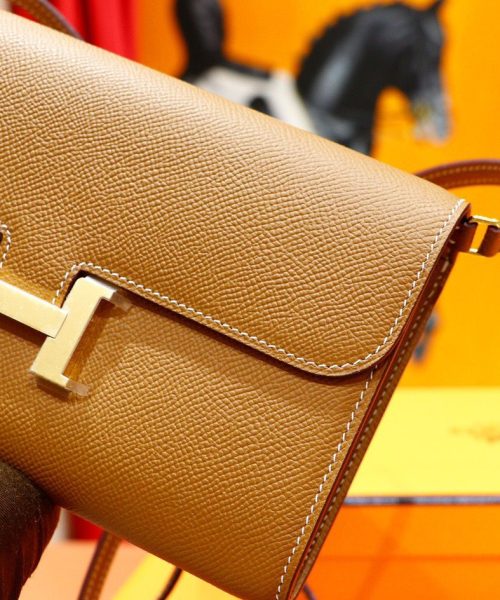 1:1 Replica Hermes Constance Epsom Long To Go Wallet Brown For Women, Women's Wallet 8.1in/21cm