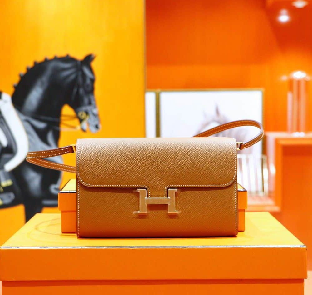 1:1 Replica Hermes Constance Epsom Long To Go Wallet Brown For Women, Women's Wallet 8.1in/21cm