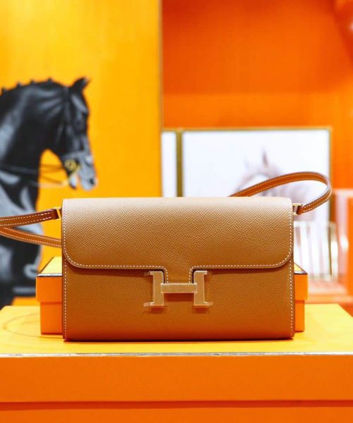 1:1 Replica Hermes Constance Epsom Long To Go Wallet Brown For Women, Women's Wallet 8.1in/21cm