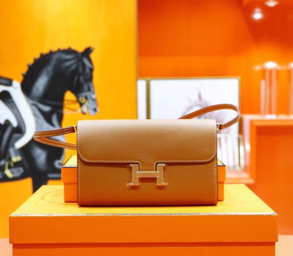 1:1 Replica Hermes Constance Epsom Long To Go Wallet Brown For Women, Women's Wallet 8.1in/21cm