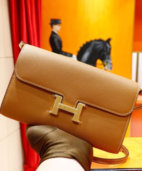 1:1 Replica Hermes Constance Epsom Long To Go Wallet Brown For Women, Women's Wallet 8.1in/21cm