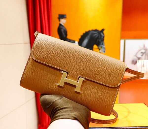 1:1 Replica Hermes Constance Epsom Long To Go Wallet Brown For Women, Women's Wallet 8.1in/21cm